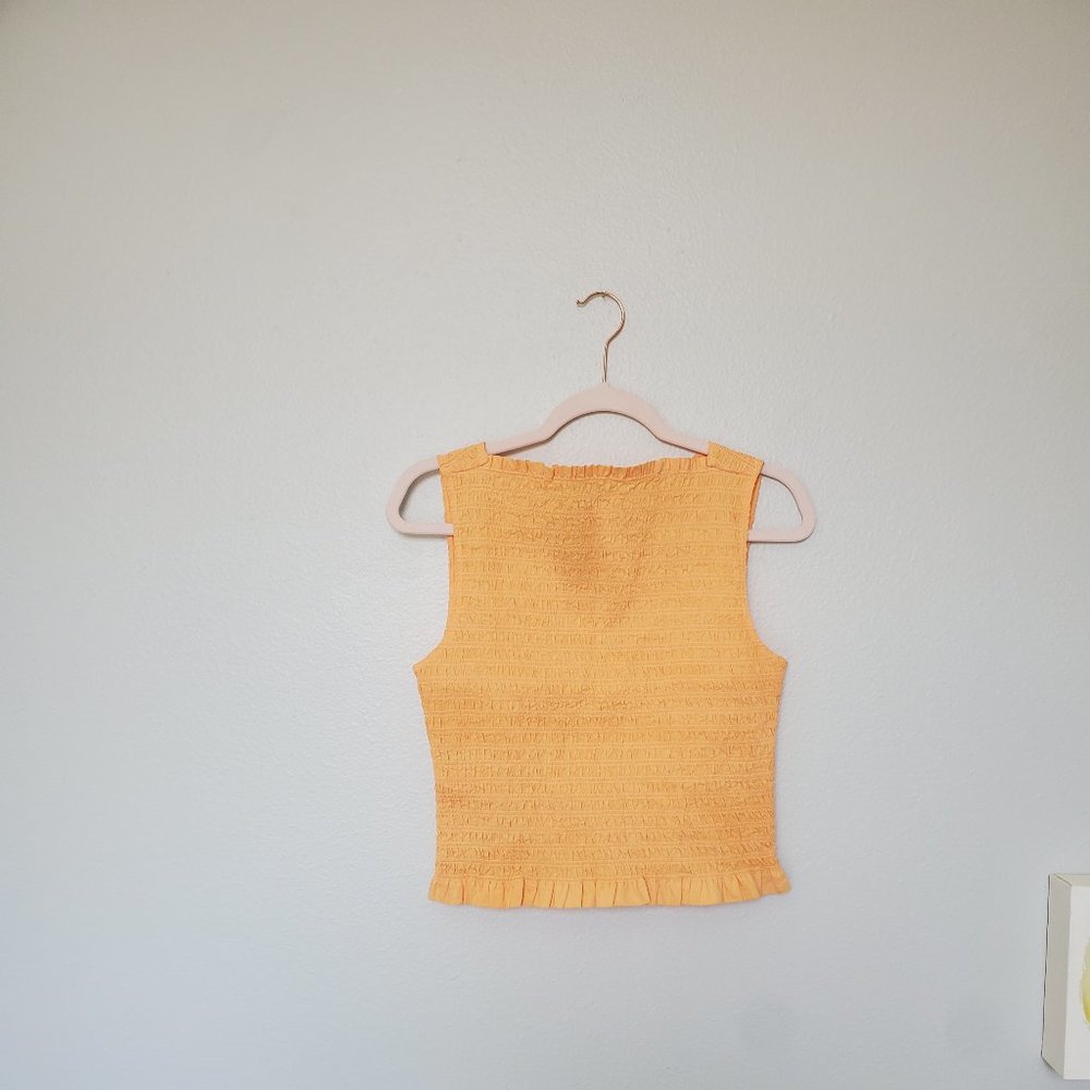 Everlane tangerine ruched sleeveless top